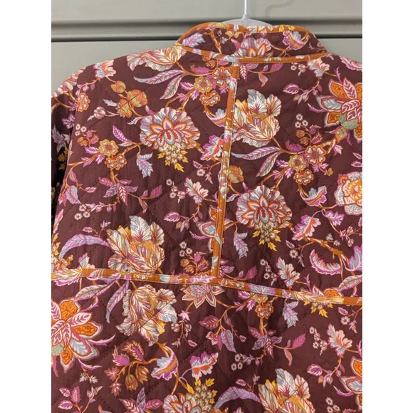 Women's 7 For All Mankind S Burgundy Floral Quilted Puffer Jacket - Picture 11 of 13